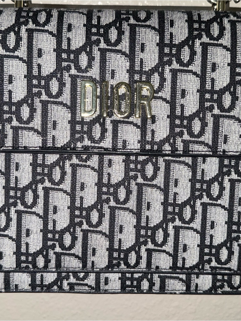 Dior Black and White Logo Jacquard Wallet Crossbody - Picture 6 of 7
